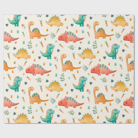 voorjaarsdinosaurus cadeaupapier (Vlak)