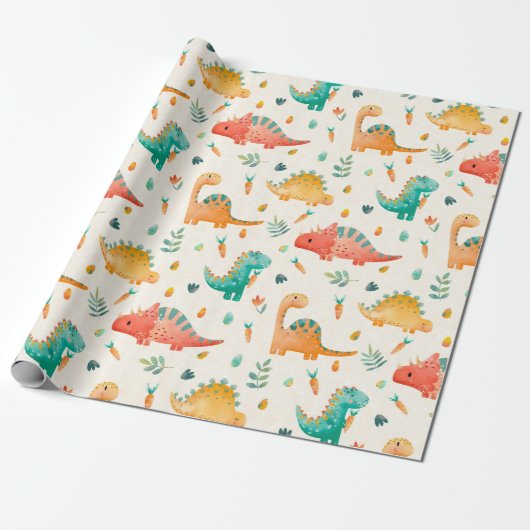 voorjaarsdinosaurus cadeaupapier (Uitgerold)