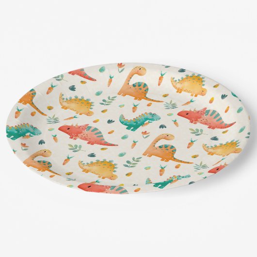 voorjaarsdinosaurus papieren bordje (Gekanteld)
