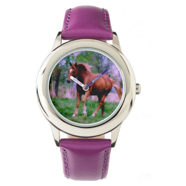 Voorjaarsdromen, zuring Paard Trotting Horloge (Voorkant)