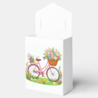 Voorjaarsfiets met bloemen en vogels bedankdoosjes