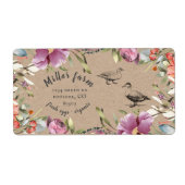 Voorjaarsflorale flustisch script duck Eiwitkarton Etiket (Voorkant)