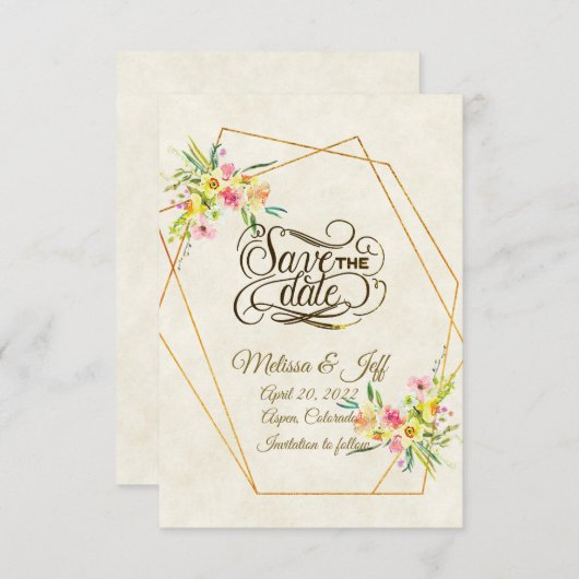 Voorjaarsflorale sparen de datum Uitnodiging (Voorkant / Achterkant)