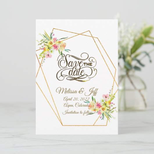 Voorjaarsflorale sparen de datum Uitnodiging (Staand voorkant)