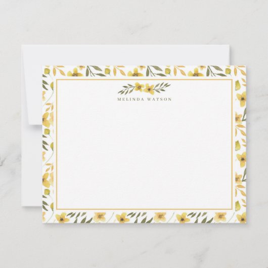 Voorjaarsgeel Bloemen Stationery Notitiekaartje (Voorkant)