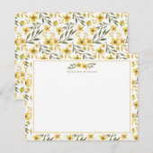 Voorjaarsgeel Bloemen Stationery Notitiekaartje (Voorkant / Achterkant)