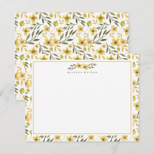Voorjaarsgeel Bloemen Stationery Notitiekaartje (Voorkant / Achterkant)
