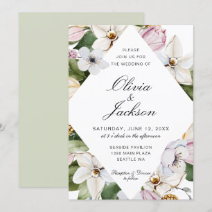 voorjaarsgroen   Roze Tulp Daffodil Floral Wedding Kaart