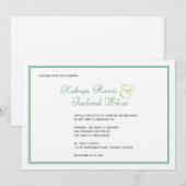 Voorjaarsgroene elegante officiële trouwuitnodigin kaart (Voorkant / Achterkant)