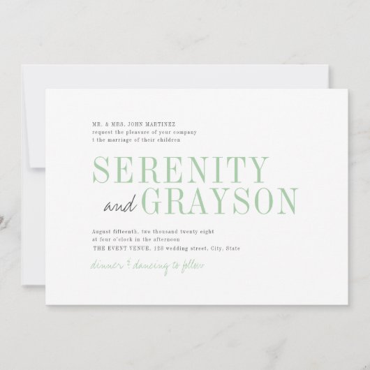 Voorjaarsgroene moderne typografie minimalistische kaart (Voorkant)