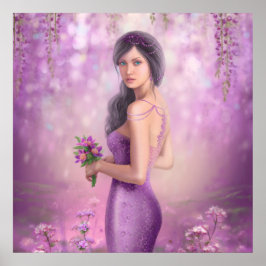 Voorjaarsillustratie mooie Fantasy-vrouw met p Poster