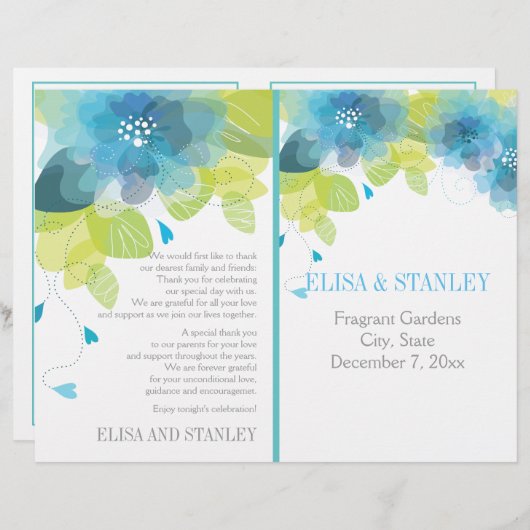 Voorjaarsjorprogramma blauwe bloemen (Voorkant / Achterkant)