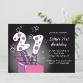 Voorjaarskaart 21e verjaardag - Roze & paars Kaart (Staand voorkant)