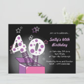 Voorjaarskaart 40e verjaardag - Roze en paars Kaart (Staand voorkant)