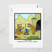 Voorjaarskoffie: Beer Cartoon Briefkaart (Voorkant / Achterkant)