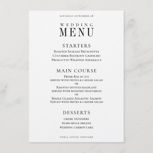 Voorjaarskrans Classic Wedding Dinner Menu (Voorkant)