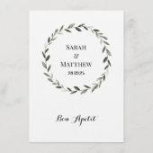 Voorjaarskrans Classic Wedding Dinner Menu (Achterkant)