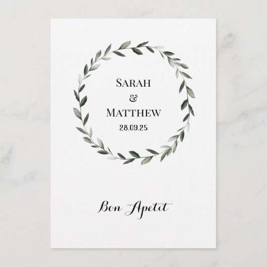 Voorjaarskrans Classic Wedding Dinner Menu (Achterkant)