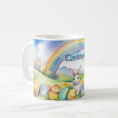 Voorjaarslandschap Eieren Bunny Rainbow Koffiemok (Voorkant links)