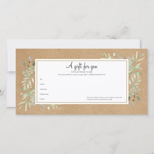 Voorjaarsleest bijtend Kraft-cadeaucertificaat (Voorkant)