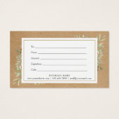 Voorjaarsleest bijtend Kraft-cadeaucertificaat Visitekaartje (Achterkant)