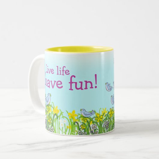 Voorjaarsmeisje dat vogeljacht mok najaagt (Voorkant links)