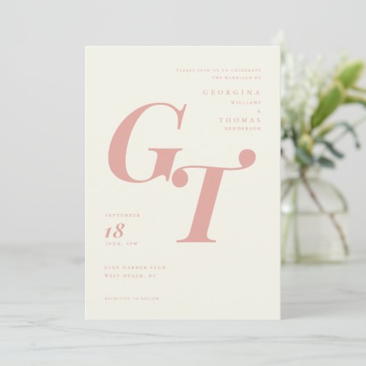 Voorjaarsmonogram | Moderne koraalridweddenschap (Staand voorkant)