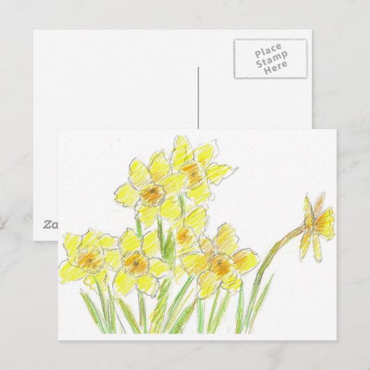 Voorjaarsnarcissen Gele Waterverf Bloemen Briefkaart (Voorkant / Achterkant)