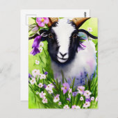 Voorjaarsoostergeit Kind Florence Waterverf Briefk Briefkaart (Voorkant / Achterkant)