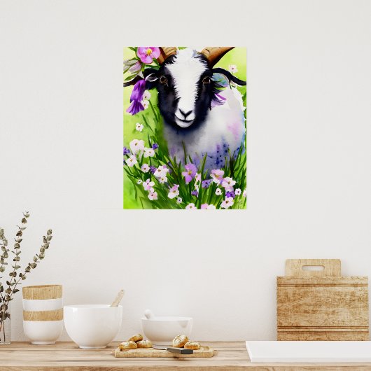 Voorjaarsoostergeit Kind Florence Waterverf Poster (Keuken)