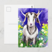 Voorjaarsoosterse geit Floral Waterverf Briefkaart (Voorkant / Achterkant)