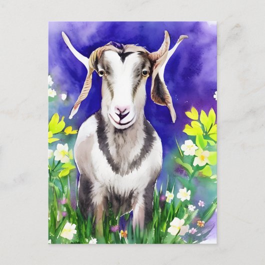 Voorjaarsoosterse geit Floral Waterverf Briefkaart (Voorkant)