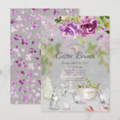 Voorjaarspioenen Bunny Bloemen Pasen Brunch Kaart (Voorkant / Achterkant)
