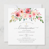 Voorjaarspioenen Roos Bloemencommunie Kaart (Voorkant)