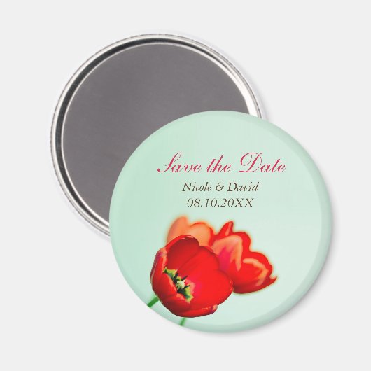 Voorjaarspleister rode florale aankondiging sparen magneet (Voorkant / Achterkant)