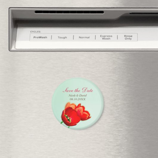 Voorjaarspleister rode florale aankondiging sparen magneet (Insitu (Vaatwasser))