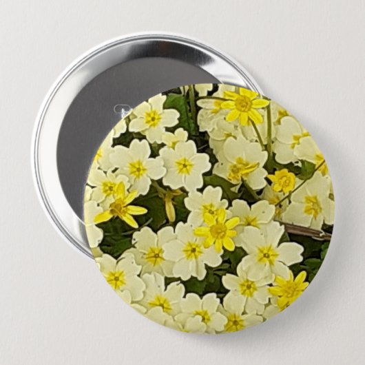 Voorjaarsprimroses Ronde Button 4,0 Cm (Voorkant /achterkant)