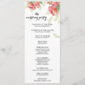 Voorjaarsprogramma van Peony Wedding Programmakaart (Achterkant)