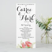 Voorjaarsprogramma van Peony Wedding Programmakaart (Staand voorkant)