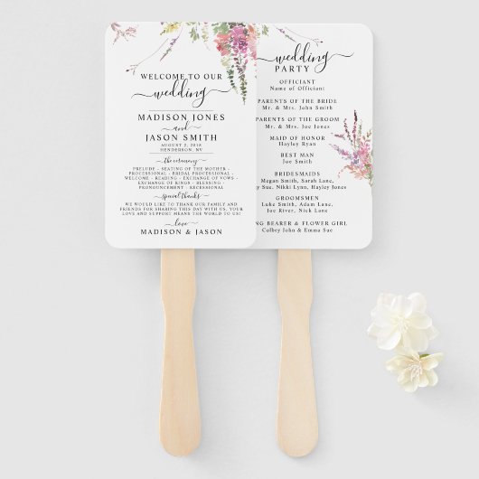 Voorjaarsprogramma voor het huwelijk van wilde blo handwaaier (Voorkant en achterkant)