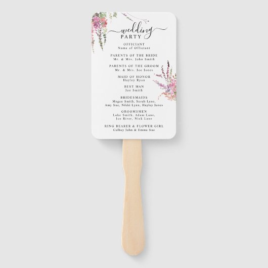 Voorjaarsprogramma voor het huwelijk van wilde blo handwaaier (Achterkant)