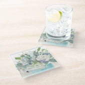 Voorjaarsregeling - Waterverf Bouquet Glazen Onderzetter (Schuin)