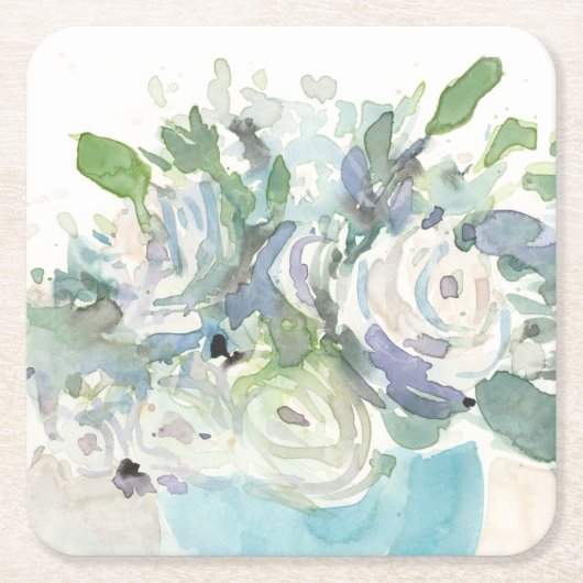 Voorjaarsregeling - Waterverf Bouquet Kartonnen Onderzetters (Voorkant)