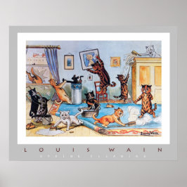 Voorjaarsreiniging door Louis Wain (1860-1939) Poster