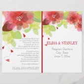 Voorjaarsrood, roze bloemen bloemig trouwprogramma (Voorkant)