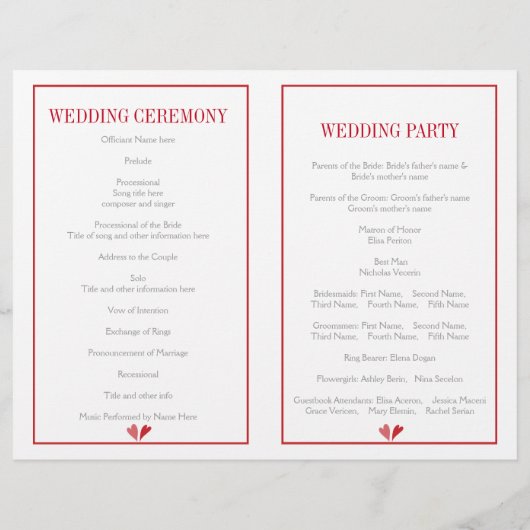 Voorjaarsrood, roze bloemen bloemig trouwprogramma (Achterkant)