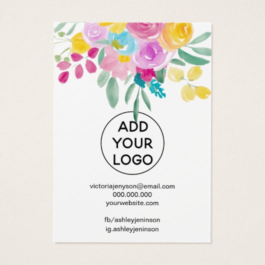 Voorjaarssieraden, waterverf, ketting visitekaartje (Achterkant)