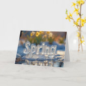 Voorjaarstekst in ijs met narcissen kaart (Gele Bloem)