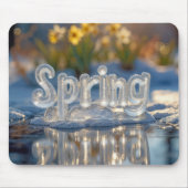 Voorjaarstekst in ijs met narcissen muismat (Voorkant)