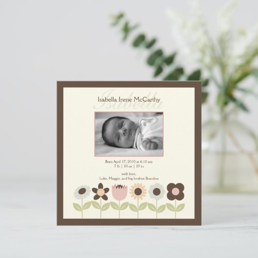 Voorjaarstuin Foto Geboorteaankondiging Aankondiging (Staand voorkant)